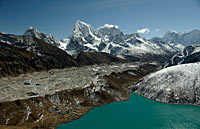 View of Cholatse and Taboche from Gokyo Ri
