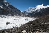 Looking down the glacier