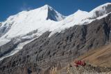 Dhaulagiri II and Dhaulagiri II and porters resting