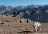 Two local women going to collect yak dung