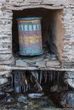 A water powered prayer wheel