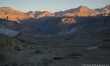 and descending whilst the sun is setting