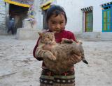 Girl with her cat, Lo Manthang
