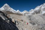 First view of the Khumbu Glacier (with Pumori and Kala Patar on the left)