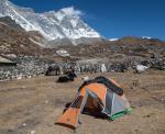 Chukung camp below the gigantic South Face of Lhotse