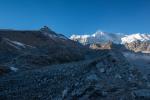 Nameless Fangs and Cho Oyu at sunset (from the lateral moraine of Ngozumpa Glacier)