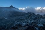 Nameless Fangs and Cho Oyu at sunset (from the lateral moraine of Ngozumpa Glacier)
