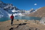 Posing by the 3rd Lake with Renjo La in the background
