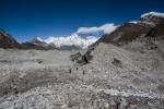 Crossing Ngozumpa (note Nameless Fangs and Cho Oyu in the background)