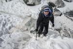 So slippery that Sue used her crampons
