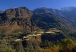 Village and terraced fields in the Nubri valley