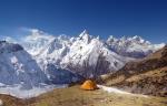 Camp above Samdo (with Manaslu and Naike Peak in the background)