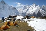 Camp above Samdo (with Manaslu and Naike Peak in the background)