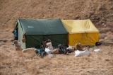 Chyangdi Khola camp - Mess and kitchen tent together to provide a wind shelter for the mules