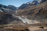 First view of Shey Gompa (with Nagdala la in the distance at the end of the valley