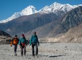 Leaving Jomsom below the summits of Dhaulagiri and Tukuche
